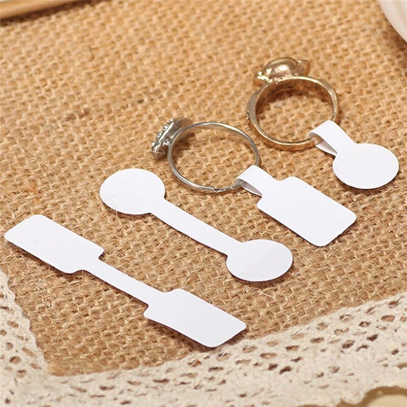 100 Tag giấy không keo dán ghi giá treo nhẫn hình chữ nhật và hình tròn màu trắng trơn, không keo🔔