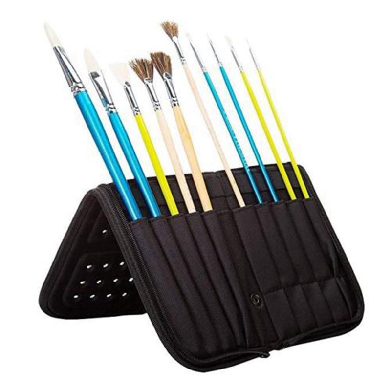 Hộp Đựng Cọ Vẽ Màu Nước acrylic Thoáng Khí Có Khóa Kéo + Giá Đỡ Tiện Dụng
