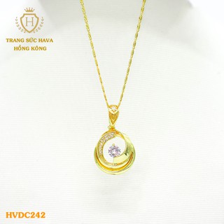 Dây Chuyền, Vòng Cổ Nữ Mặt Đính Đá, Titan Xi Mạ Vàng Non 24k Cao Cấp - Trang Sức Hava Hong Kong
