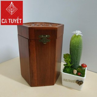 HỘP ĐỰNG GỖ HƯƠNG CHỮ PHÚC LỤC GIÁC - LOẠI CAO TO ( ẢNH THẬT)