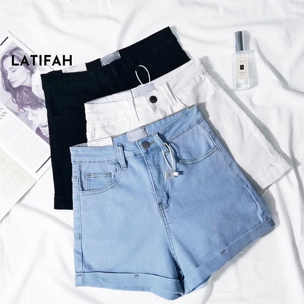 Quần short jeans nữ co giãn LATIFAH lật lai QS008 phong cách hàn quốc đơn giãn dễ phối đồ spe
