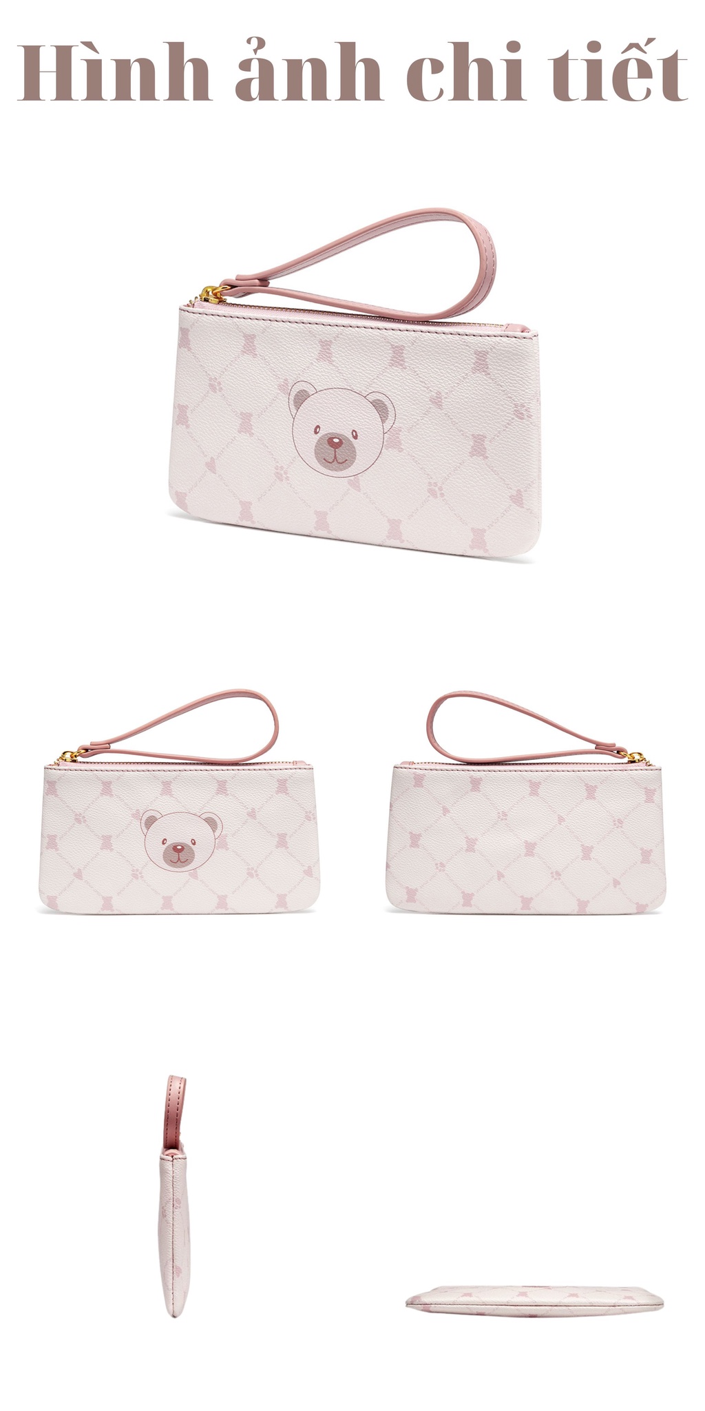 Mô tả Ví xinh tối giản cầm tay mini nữ Just Star đẹp dễ thương in gấu ViAnh Store 070719 - 4