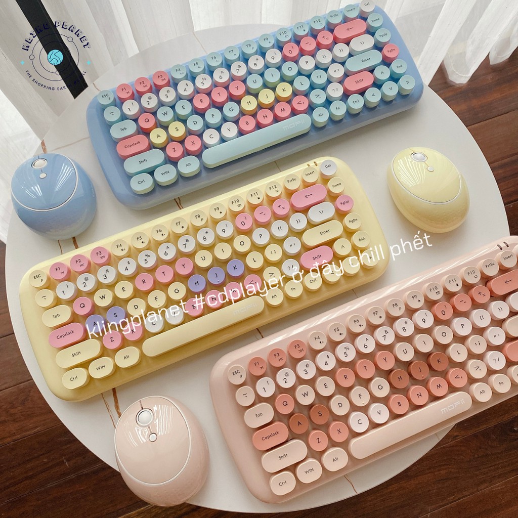 [Tặng chổi + Pin + Stickers] Bộ Bàn phím + chuột KHÔNG DÂY MOFII MIX ...
