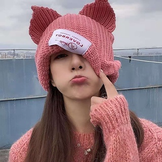 Mũ beanie mềm mại hình tai mèo phong cách Hàn Quốc đơn giản cho nam và nữ