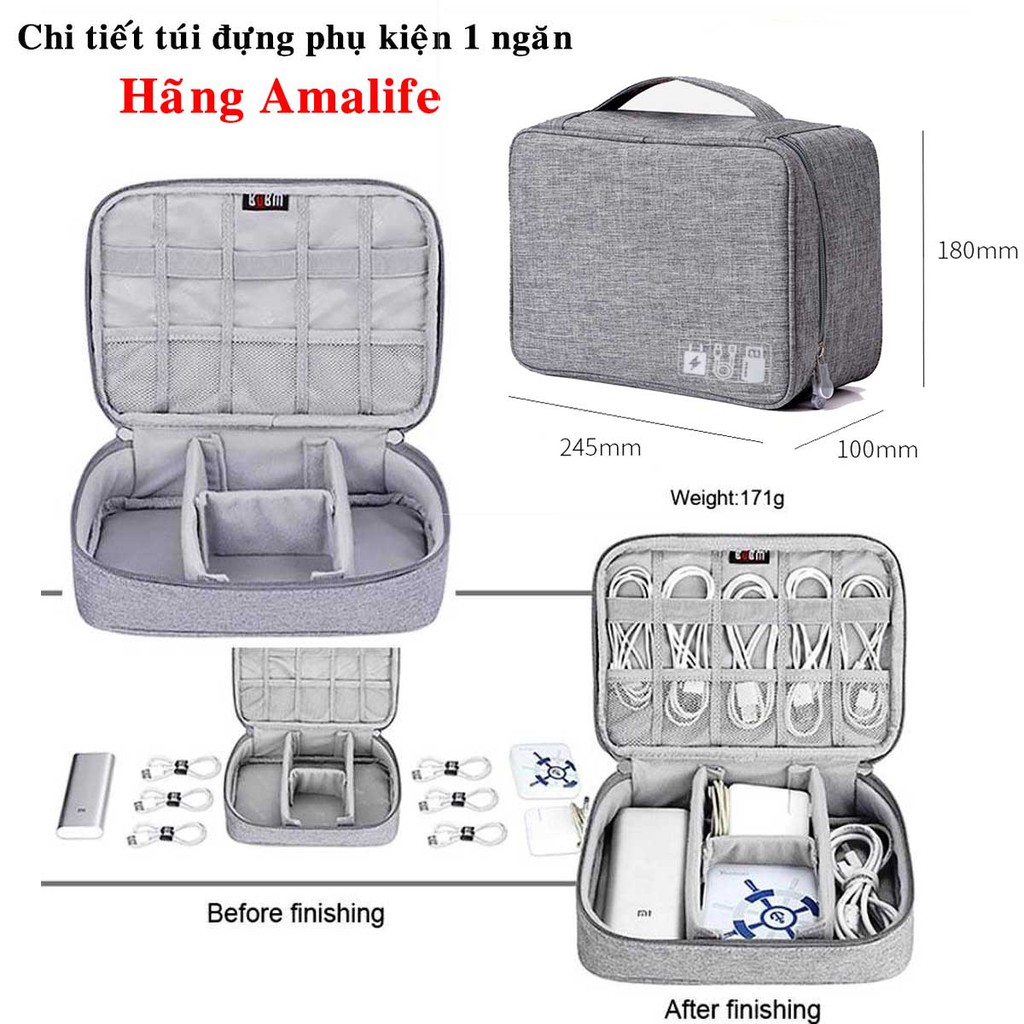 Ảnh Túi Đựng Phụ Kiện Công Nghệ 1 Ngăn Điện Thoại Chống Nước, Chống Sốc Cao Cấp Chính Hãng Amalife 2