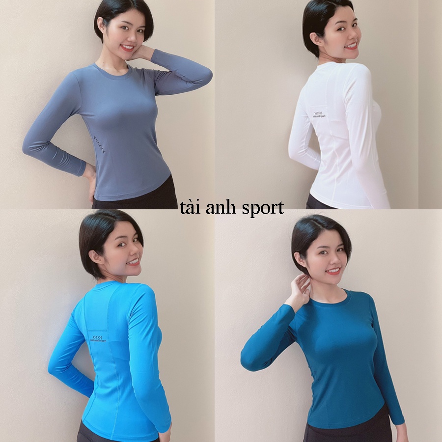 Áo nữ tập Gym, Yoga, Aerobic, đi bơi tay dài chất thun 4 chiều