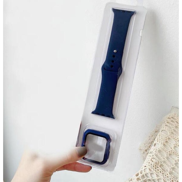 Ốp Kính + Dây Đeo Cho Đồng Hồ Series 7 45mm Band Case 41mm 44mm 42mm 40mm Dây Đeo Vòng Tay Thể Thao Silicon Dây Đeo Đồng Hồ Cho 45mm 38mm Bảo Vệ Màn Hình