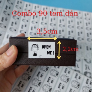 Set 90 Tem dán niêm phong dễ thương open me kích thước 35x22mm, mẫu ngẫu nhiên