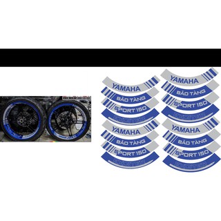 Tem dán full vành xe exciter xanh xám, tem mâm trùm xe máy 16 miếng full 2 bánh trước sau. Decal trùm vành