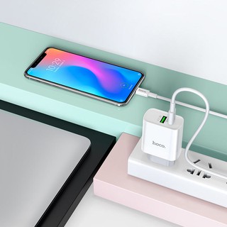 Bộ cốc 2 cổng kèm cáp sạc TypeC to TypeC Hoco C80A cổng USB QC 3.0 và TypeC PD 20W (Trắng) - Phụ Kiện Nhất Tín