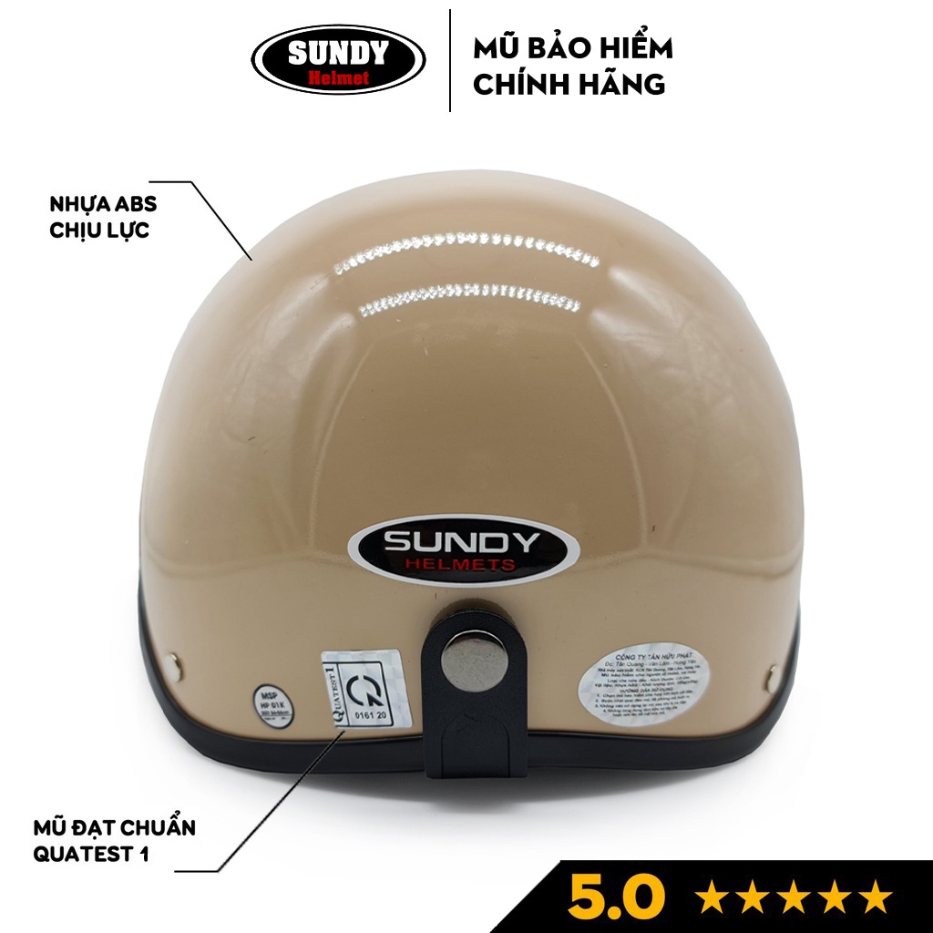 Ảnh Nón bảo hiểm nửa đầu SUNDY HP-01K có kính an toàn, nhiều màu thời trang, cá tính, Freesize (vòng đầu 55-59cm) 2