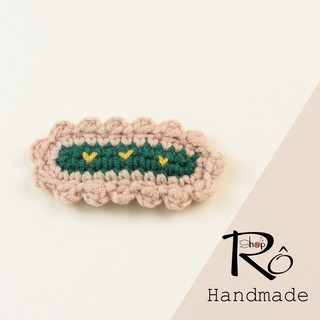 Kẹp tóc hoa len viền bèo xinh xắn cho nữ và bé gái 6.5cm |Cặp tóc mái dịu dàng |Shop Rô Handmade