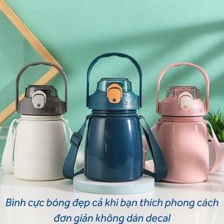 Bình giữ nhiệt 900ml có quai đeo decal(clip shop quay thật sản phẩm sai đền 10 lần)