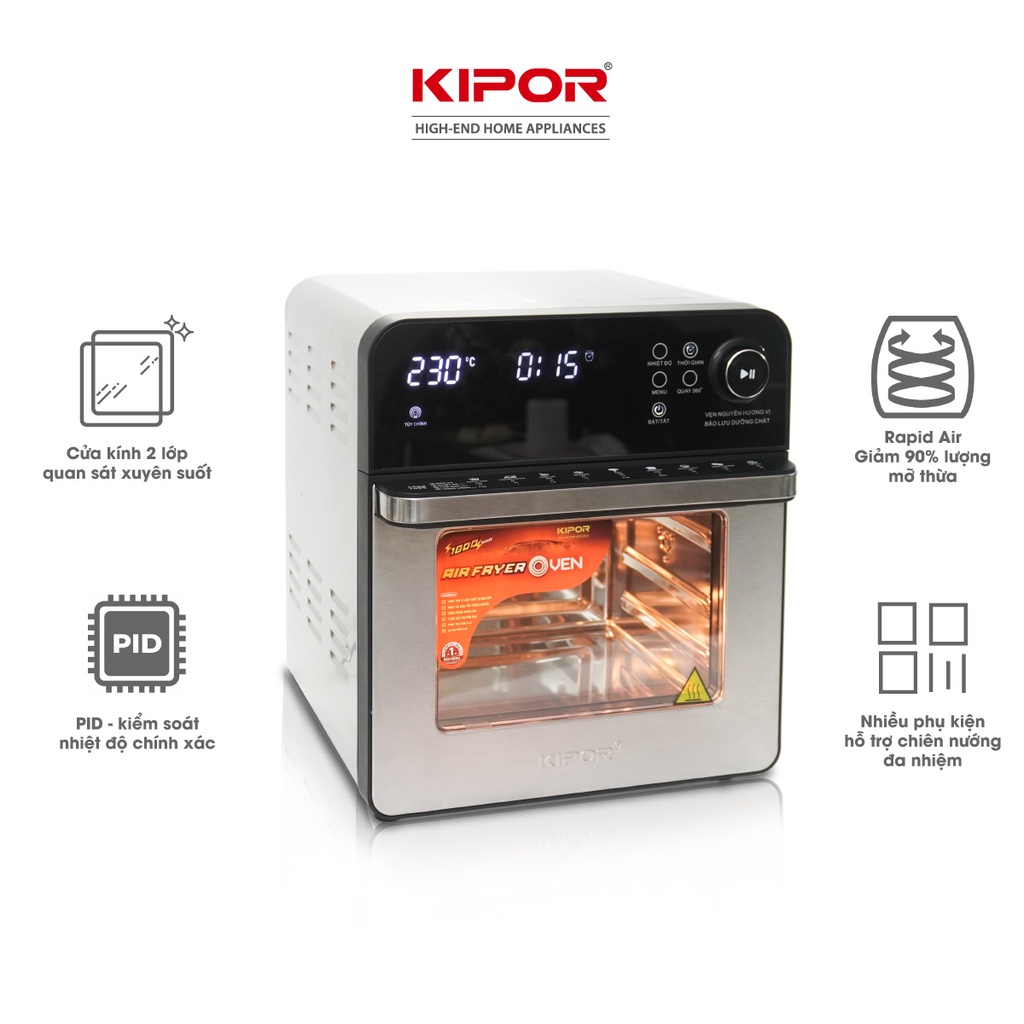 Ảnh Nồi chiên không dầu KIPOR KP-AF657 - 15L - Lò nướng điển tử RAPID AIR nhiệt tối đa 230 độ - Bảo hành tại nhà 12 tháng 3