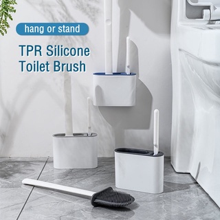 Bàn Chải Vệ Sinh Toilet Cỡ Lớn + Bàn Chải Nhỏ Cán Dài Không Cần Khoan Bằng Silicone Bàn Chải Vệ Sinh Toilet Cán Dài Bộ C