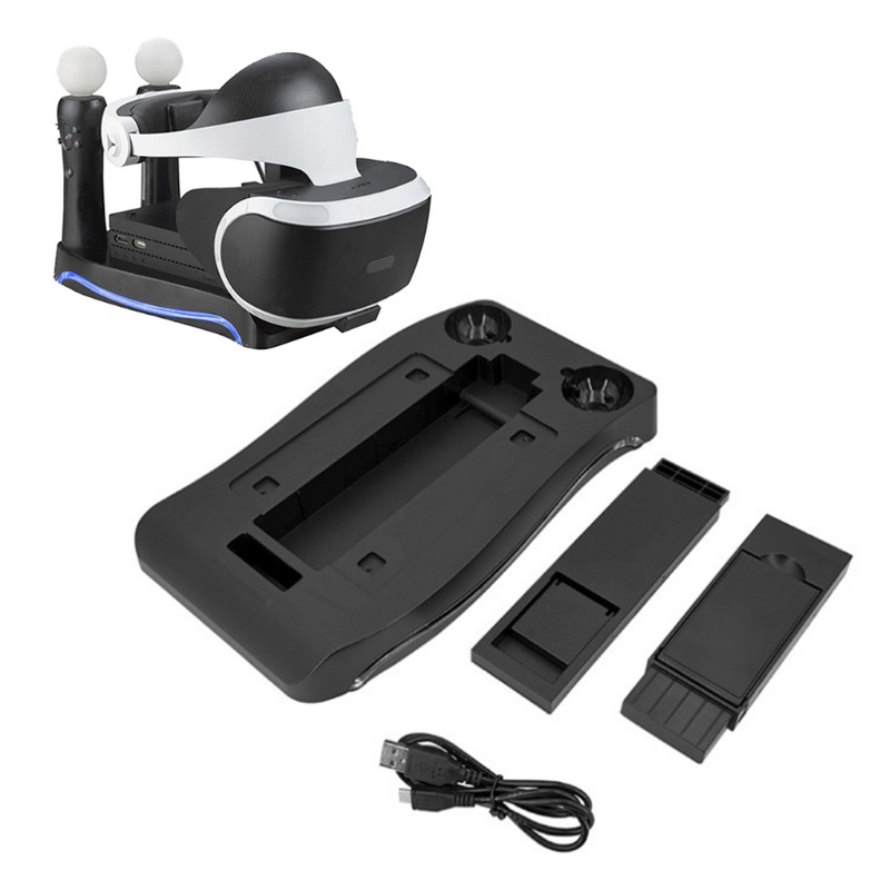 Fol 4 in1 PSVR Đế trưng bày sạc VR Kính kết nối Bộ lưu trữ có đèn làm mát Giá đỡ đa chức năng