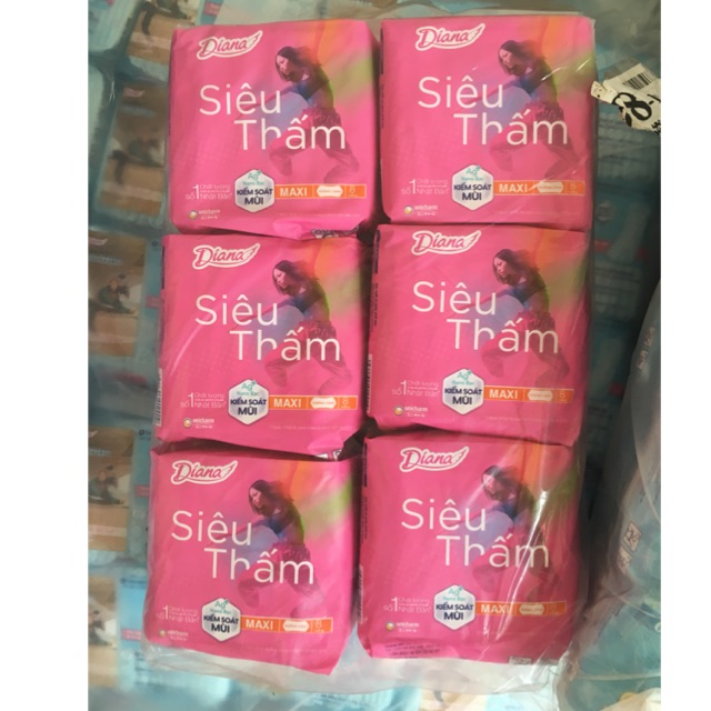 Combo 6 gói Băng vệ sinh Maxi không cánh Diana Siêu thấm 8 miếng
