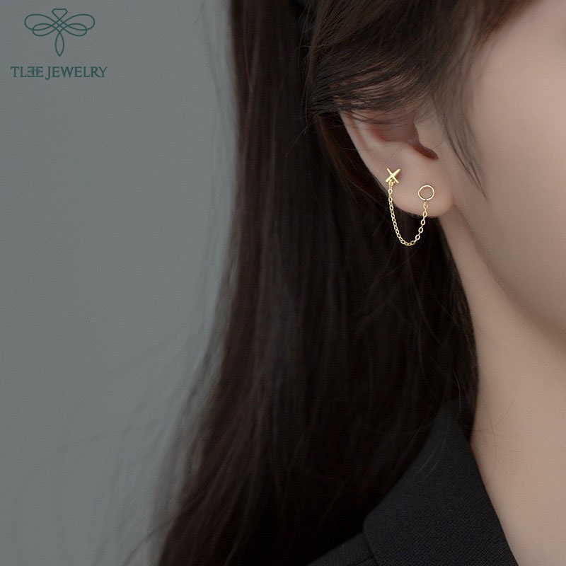 Ảnh Khuyên tai bạc nữ TLEE x o tua dài cá tính TLEE JEWELRY B0266 4