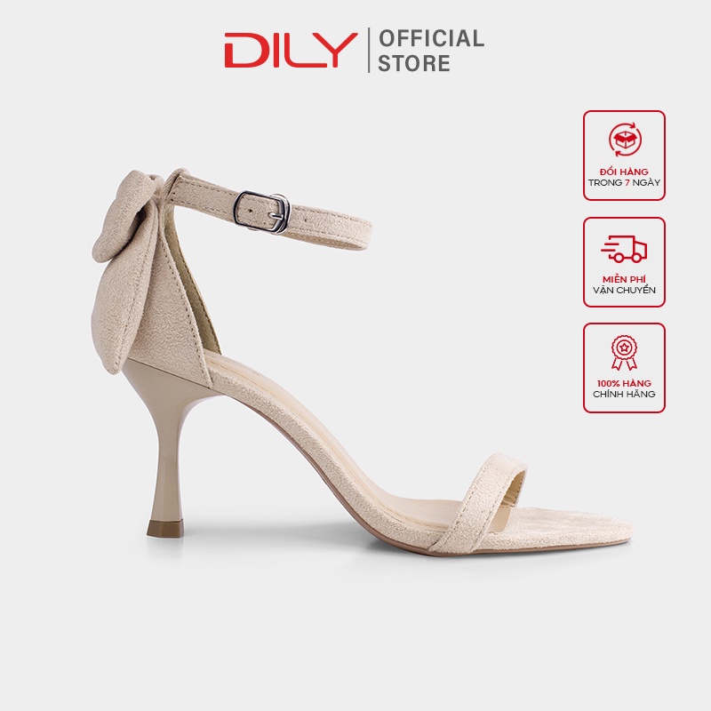 Giày Sandal Nữ DILY Thời Trang Công Sở Gót Nhọn Đính Nơ 7cm_AA0259