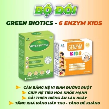 Bộ đôi Green Biotics & Enzym Kids - Men Bào Tử Lợi Khuẩn, Hỗ Trợ Tiêu Hóa Giúp Bé Ăn Ngon