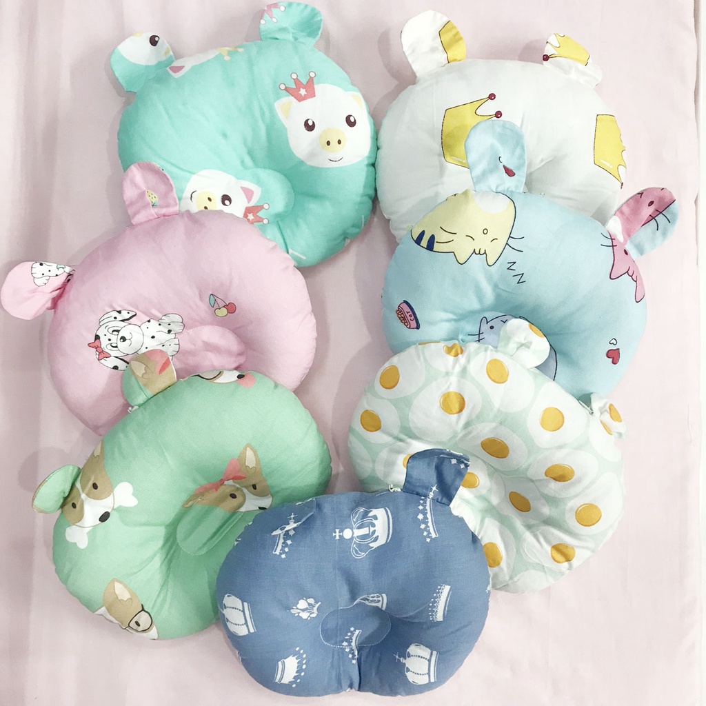 Ảnh Gối Lõm Chống Méo Đầu Hình Tròn GOLDCAT GT Chất Vải Cotton Lõi Bông Êm Cho Trẻ Từ 0-12 Tháng 1