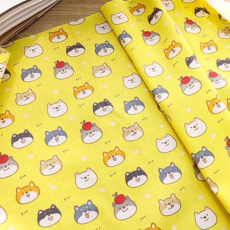 Mèo May Mắn và Chó - Vải Cotton Twill Phong Cách Nhật Bản, 50x160cm