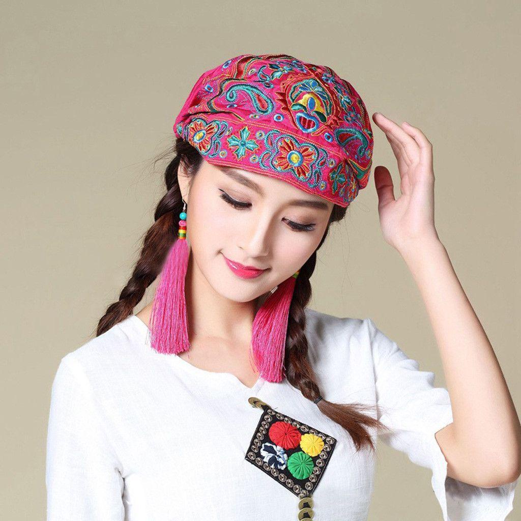 Mũ Turban FEDAOG, Phong Cách Mexico Dân Tộc Hoa Bandanas, Thời Trang Vintage Thêu Thoáng Khí Mũ Beanie Dành Cho Nữ