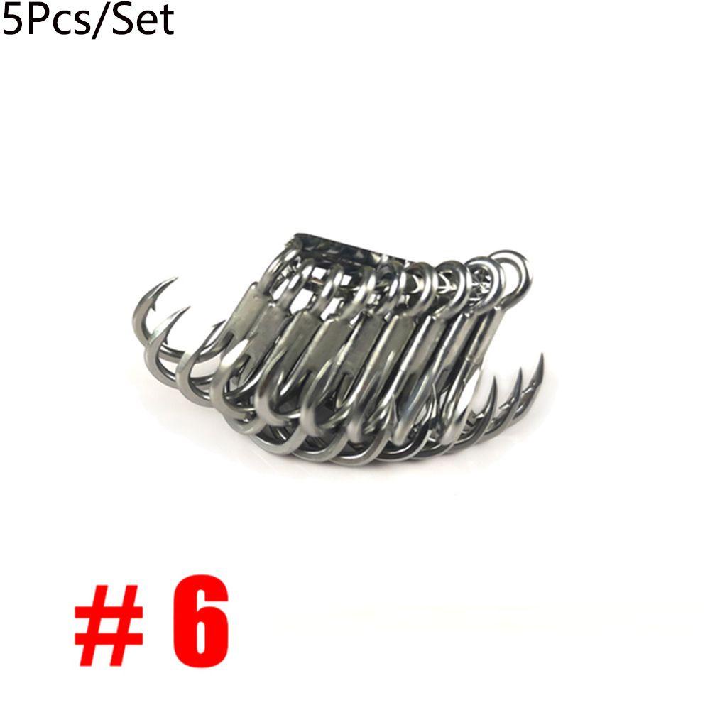 Móc câu cá siêu sắc nét, chống rỉ sét trong nước mặn, gồm 5 cái/bộ với ba móc neo.