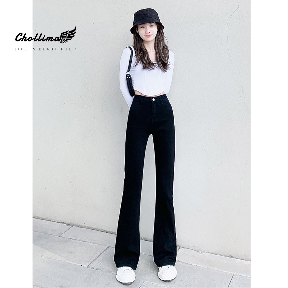 Ảnh Quần jeans nữ ống loe co giãn Chollima QD046 trẻ trung năng động ulzzang phong cách hàn quốc 2