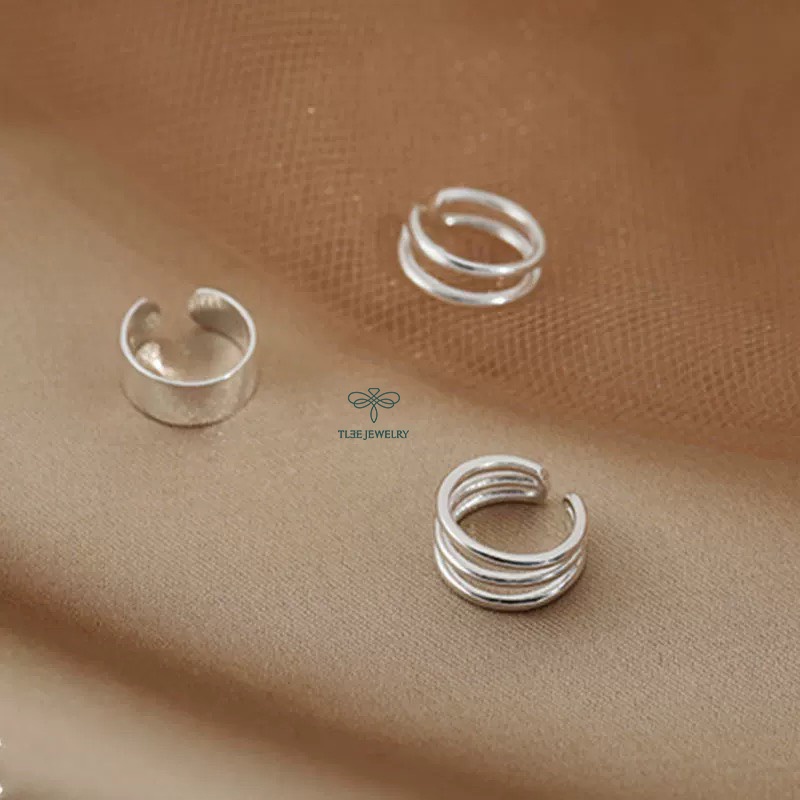Ảnh Khuyên tai bạc nữ TLEE kẹp vành set 3 mẫu basic TLEE JEWELRY B0116 3