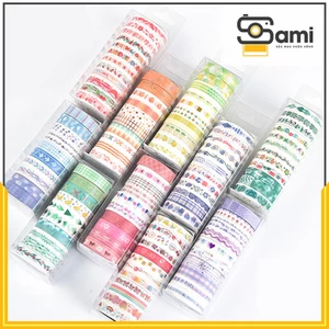 Washi hoạ tiết set 10-12 cuộn để trang trí journal, sổ tay SAMI
