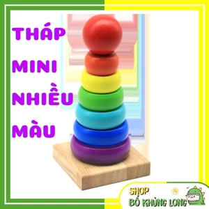 Đồ Chơi Thông Minh Cho Bé Tháp Cầu Vồng Gỗ 1 Trụ Lồng khối Tháp Mini Đồ Chơi Cho Bé Gái - BỐ KHỦNG LONG