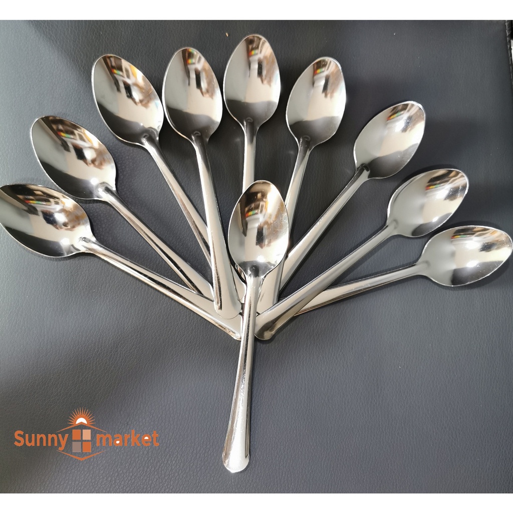Bộ 10 muỗng inox cán dài dùng cho gia đình nhà hàng quán ăn | Shopee ...