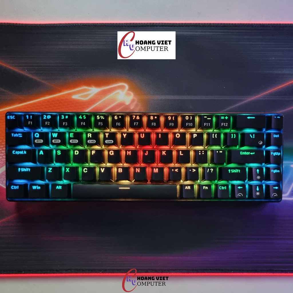 Bàn phím cơ không dây RF68 RGB rất đẹp - Bluetooth 5.0 | Wireless 2.4G ...