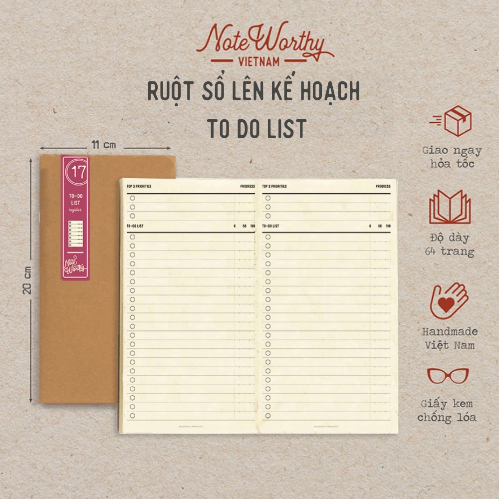 Sổ tay to do list 60 trang 11x20cm bìa mềm mỏng nhẹ tiện ích ...