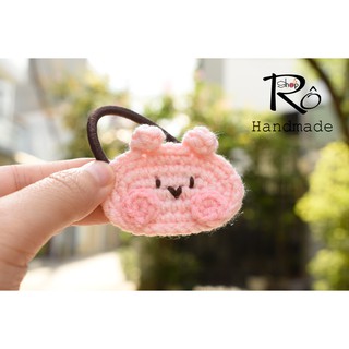 Dây buộc tóc thỏ hồng dễ thương cho nữ và bé gái 5.5cm |Cột tóc len Handmade cute |Shop Rô Handmade
