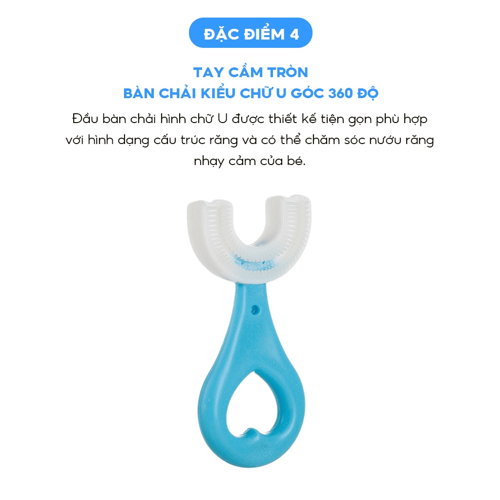 Mô tả Bàn chải đánh răng chữ U thương hiệu Midkid cho bé từ 1 tuổi, chải xoay 180 độ, massage răng, chất liệu mềm mại, an toàn - 4