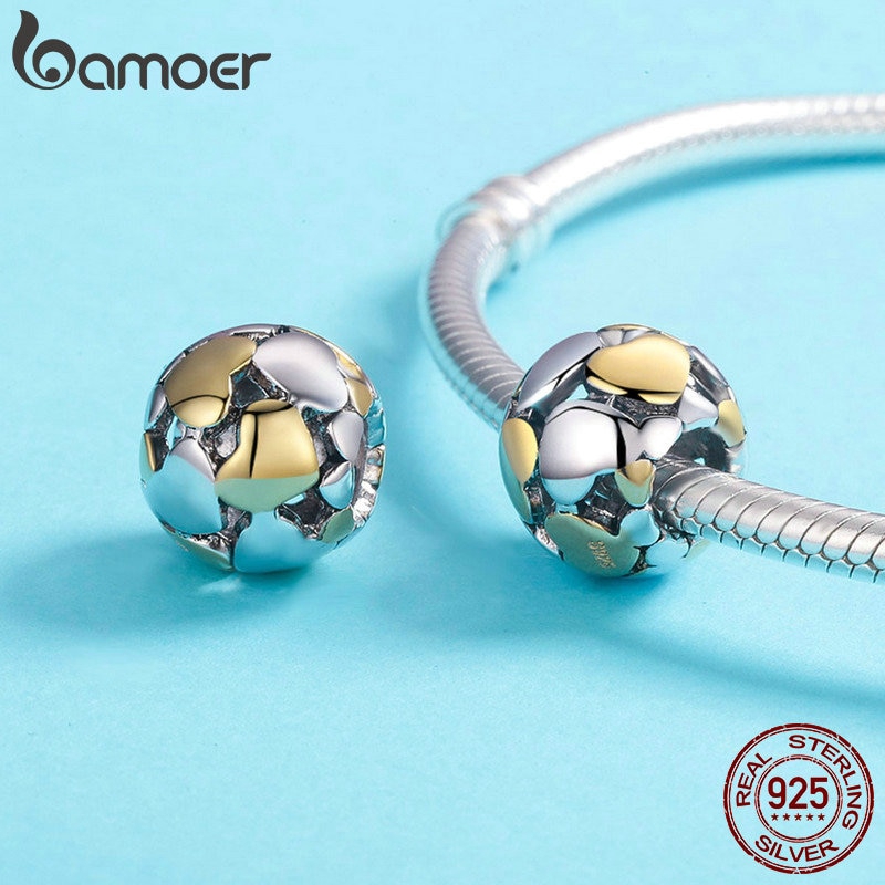 Hạt charm BAMOER SCC537 bạc 925 họa tiết trái tim trang trí trang sức
