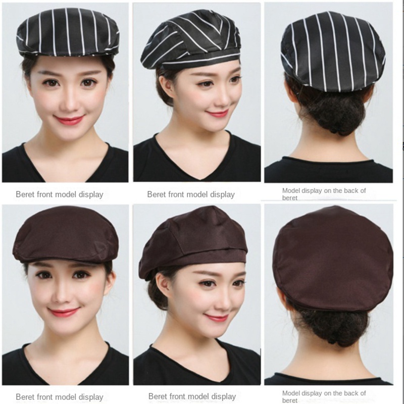 Mũ đầu bếp quán cà phê quầy bar bồi bàn làm việc beret khách sạn quần áo làm việc đầu bếp bồi bàn mũ nướng lưới thoáng khí | BigBuy360 - bigbuy360.vn