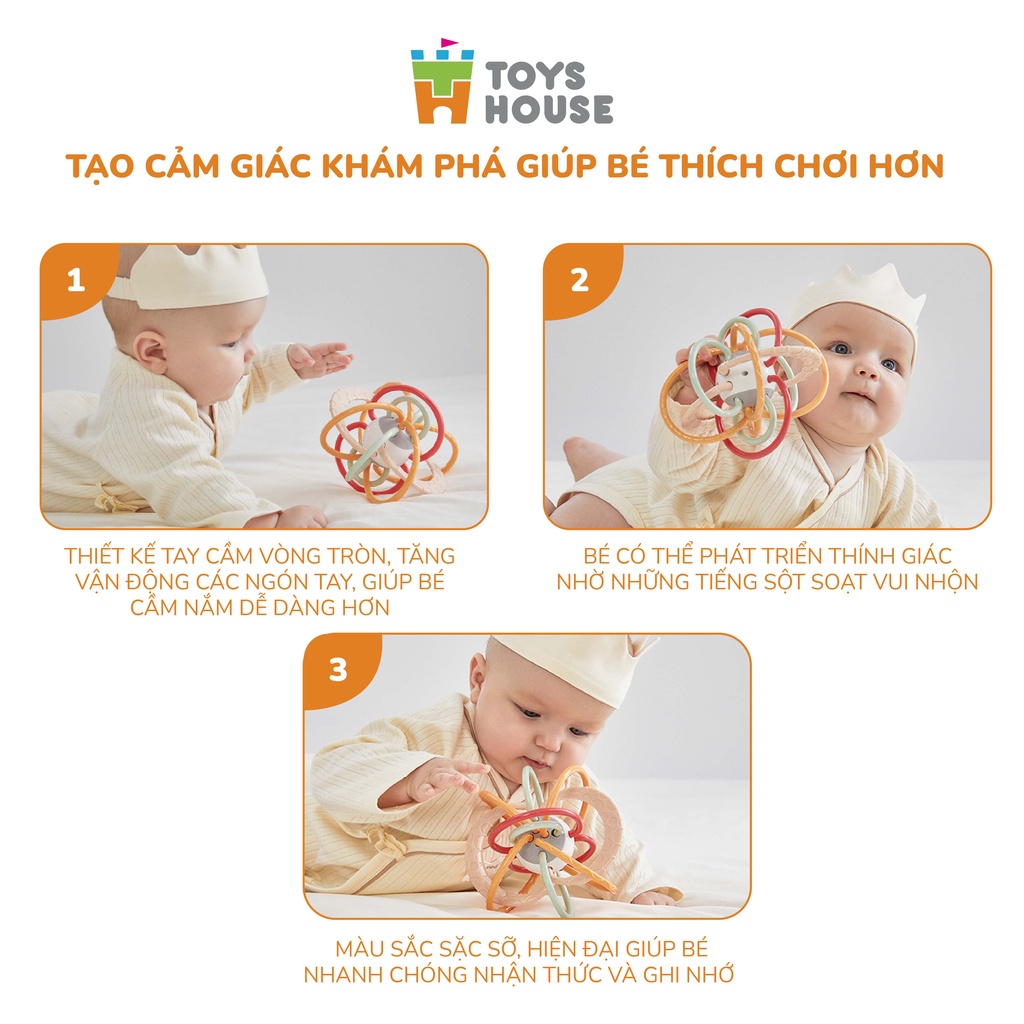 Mô tả Gặm nướu cho bé vòng hạt luyện vận động tinh kích thích thị giác silicon cao cấp Toyshouse HE0104 - 6