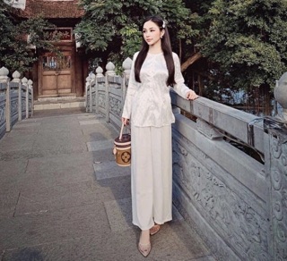 Bà Ba Gấm Cao Cấp # Quần Đen # Jacket Top Kem Dress Women