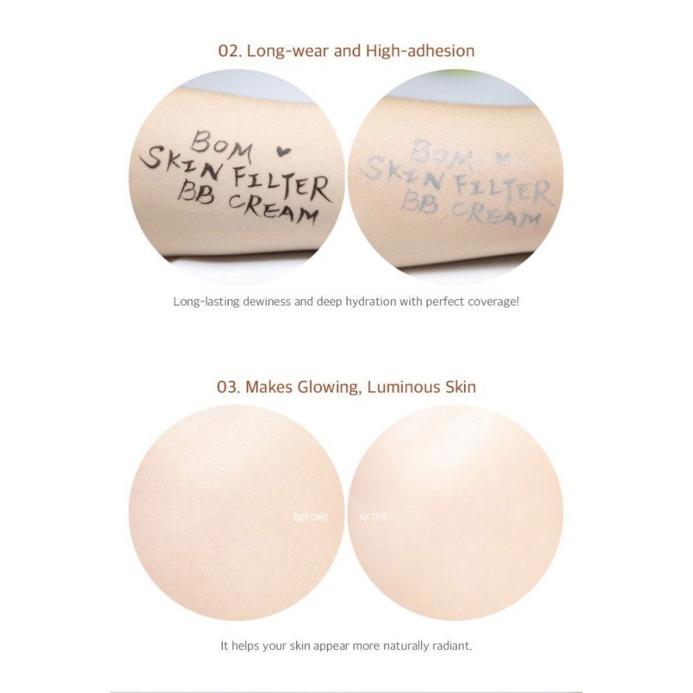 Ảnh Kem Nền Mỏng Nhẹ Tự Nhiên Lâu Trôi BOM BB Cream SPF 50 PA +++ 40ml 4