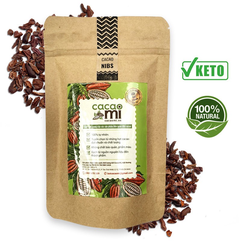 Ảnh Cacao Nibs hạt ca cao ngòi rang CACAOMI chuẩn Keto ăn healthy - 80g 1