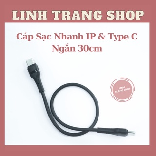 (Ngắn 30cm) Cáp sạc nhanh PD 30cm ( Độ Dài 0.3 Mét), Bảo Hành 1 Năm