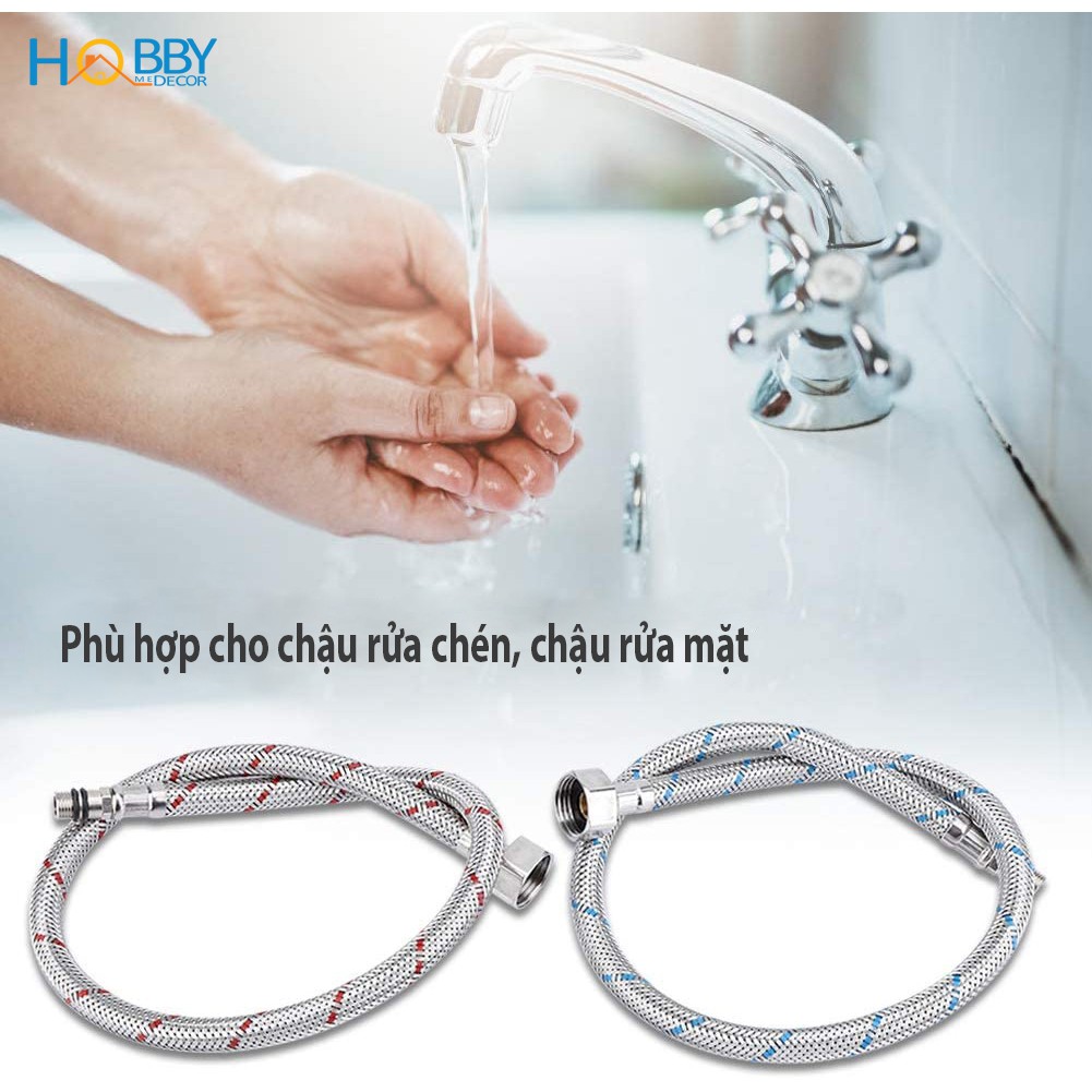 Bộ 2 dây cấp nước nóng lạnh HOBBY Home Decor DNL Inox 304 dài 60/80cm