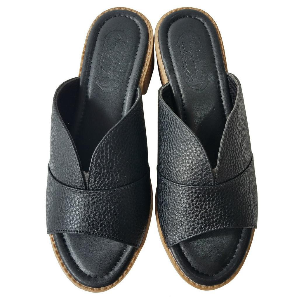Dép Cao Gót Nữ BIGGBEN Da Bò Thật Cao 4cm HKD686