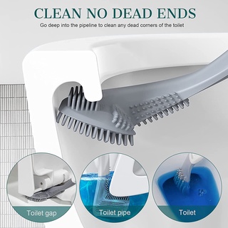 Cọ Vệ Sinh Toilet Cán Dài Bằng Silicon Màu Đen Kèm Giá Đỡ Tiện Dụng