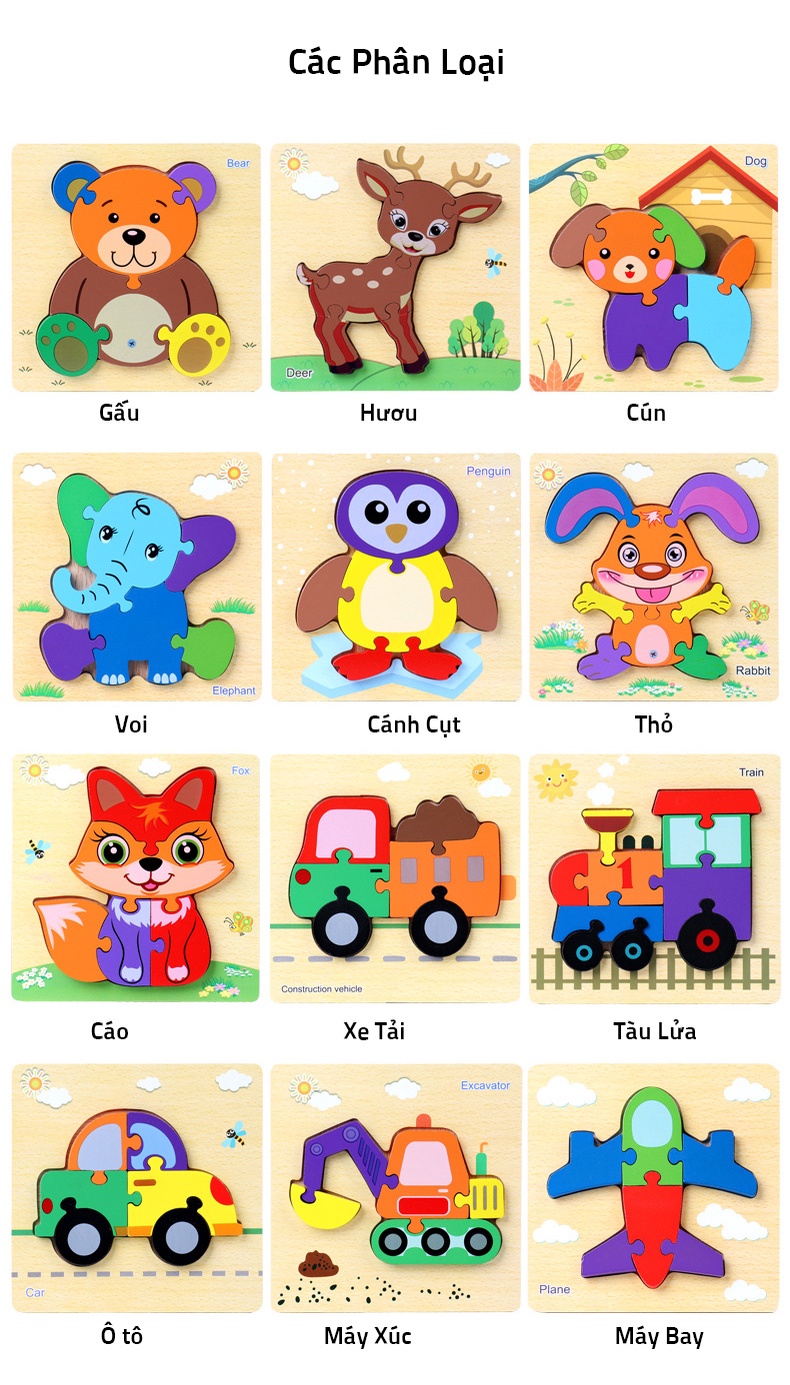 Mô tả Đồ Chơi Bảng Ghép Hình Gỗ Nổi 3D, Bộ Tranh Xếp Hình S-Kids Cho Bé Phát Triển Kỹ Năng. - 4