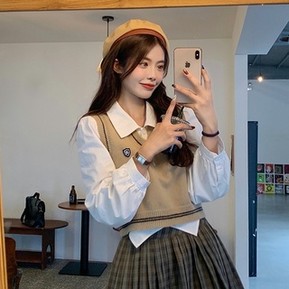 Áo Sweater Dệt Kim Không Tay Dáng Ngắn Thời Trang Dành Cho Nữ