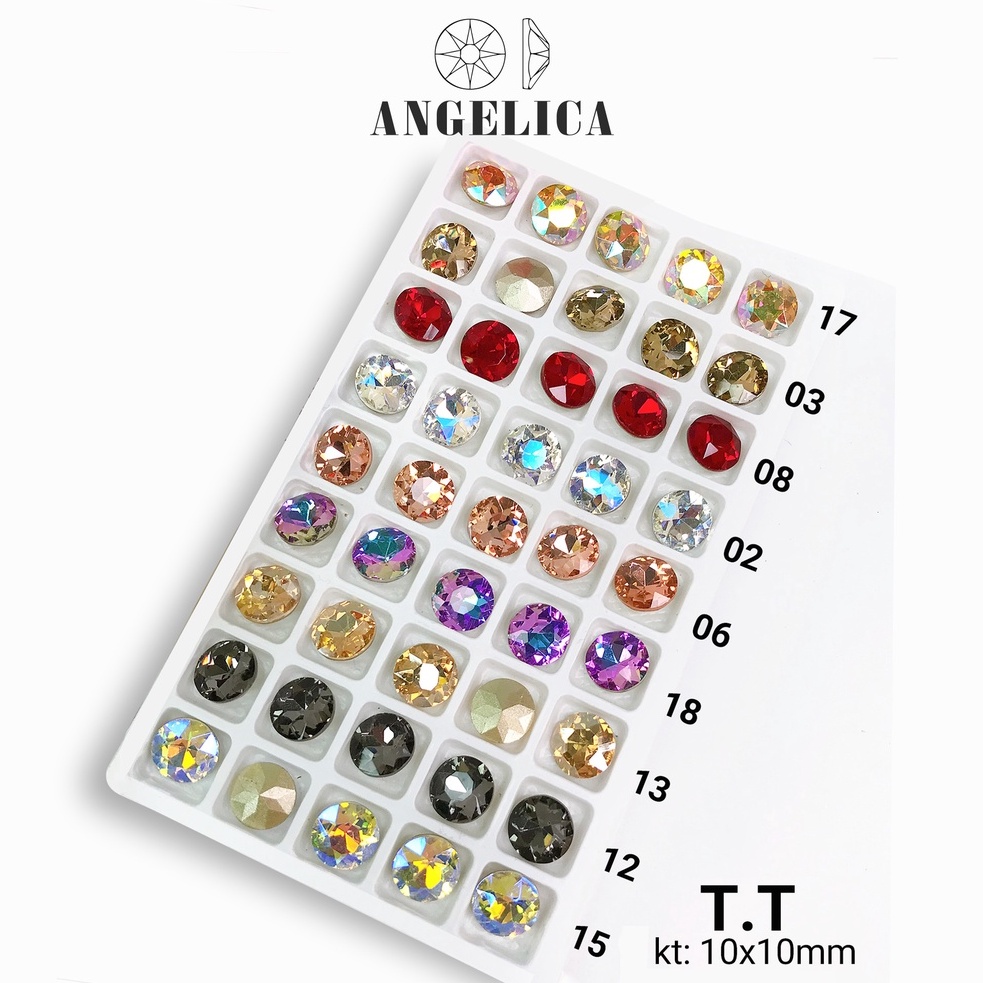 Túi 5 Viên Đá khối Đính Nail To Hình Tròn Chân Vàng Trang Trí Móng ANGELICA T.T